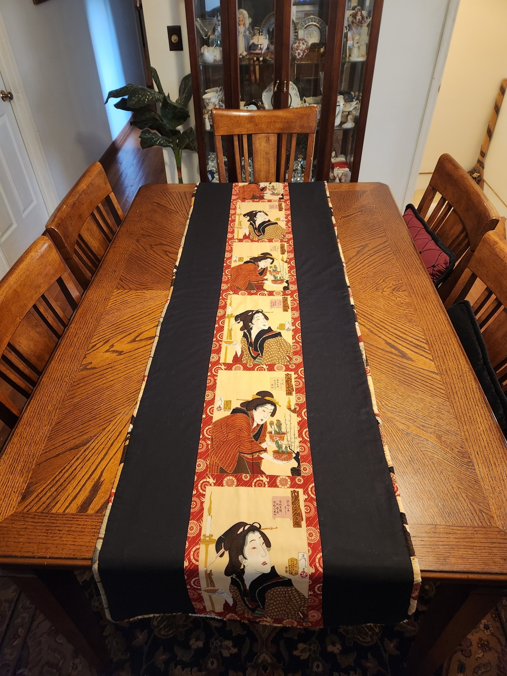 Handmade By Bron-Named "UKYIO-E" Tablerunner 71 3/4 Inches Long.